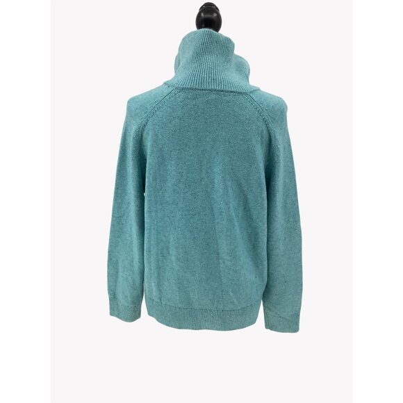 Talbots XL Petite Teal Cable Knit Full-Zip Cardigan Sweater Acrylic Blend - Picture 4 of 8